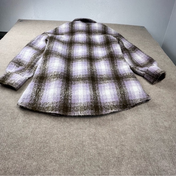 Bagatelle Purple Plaid Women’s Jacket Shacket Button Up Size Small Oversized - Picture 5 of 14